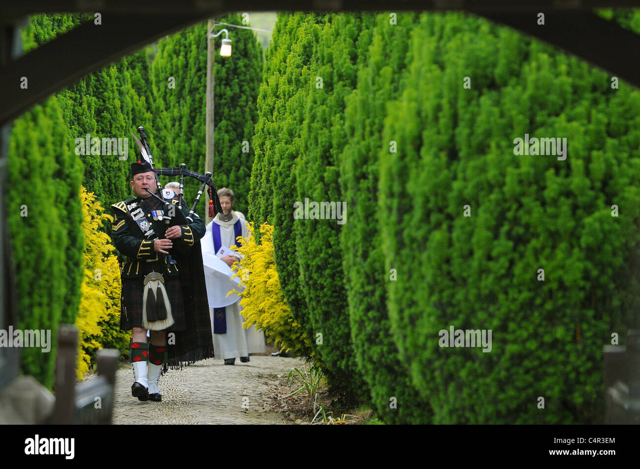 The military funeral of a soldier of The Royal Regiment of Scotland