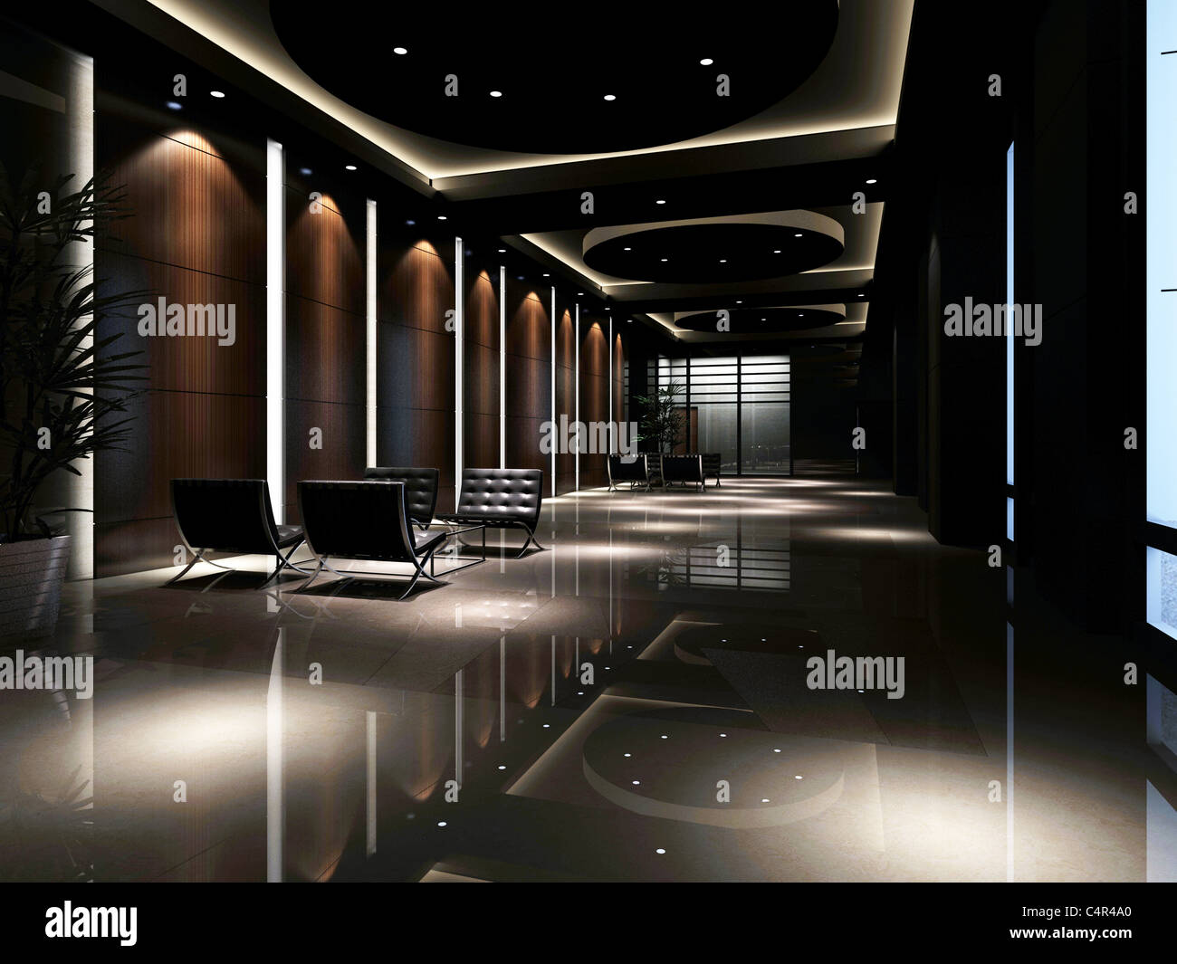 hotel hall rendering Stock Photo