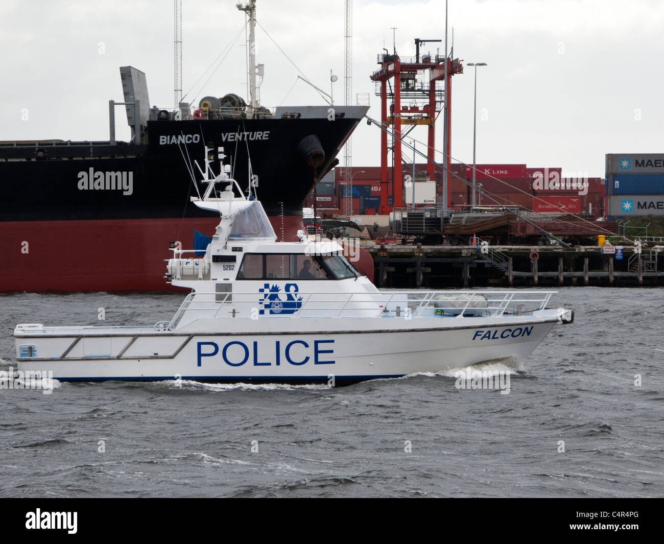 Western Australian police patrol boat, Fremantle port, Western Australia Stock Photo