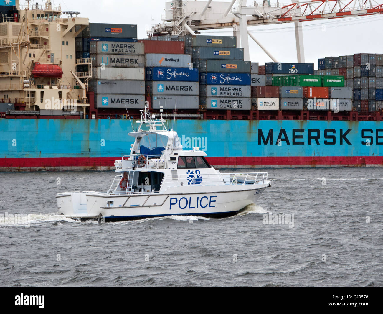 Western Australian police patrol boat, Fremantle port, Western Australia Stock Photo