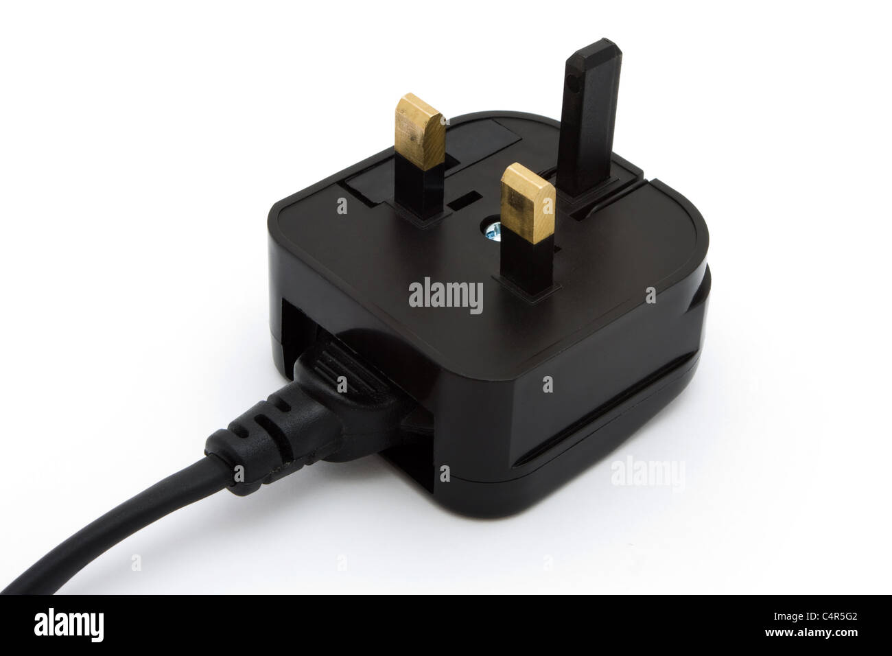 Black UK plug isolated on white Stock Photo