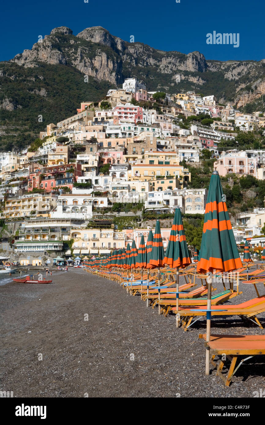 Spiaggia Grande Beach Positano Amalfi Coast Italy Stock