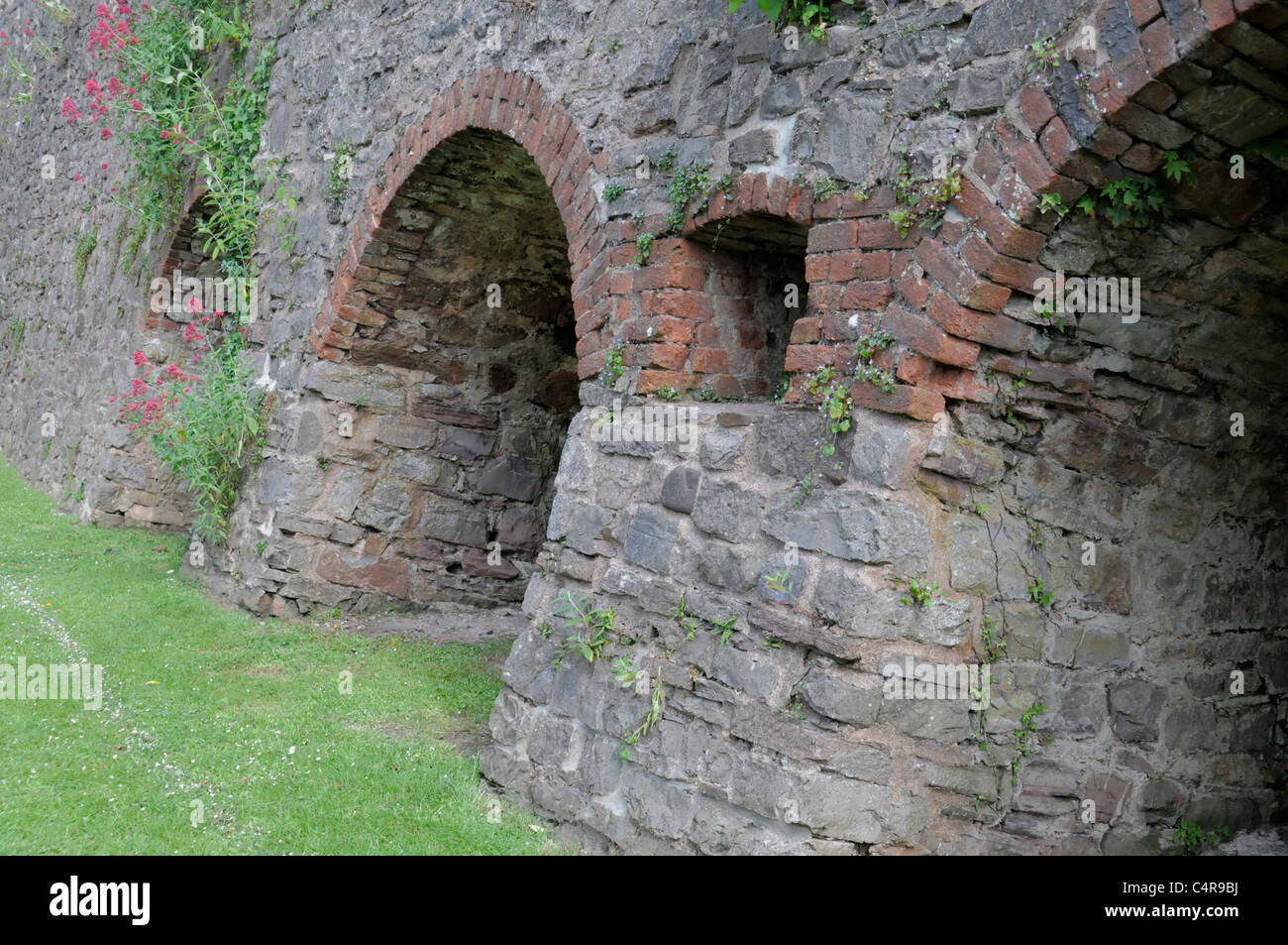 Historic Lime Kiln Stone Arches below the Great Western Canal in Tiverton, Devon, UK. Stock Photo