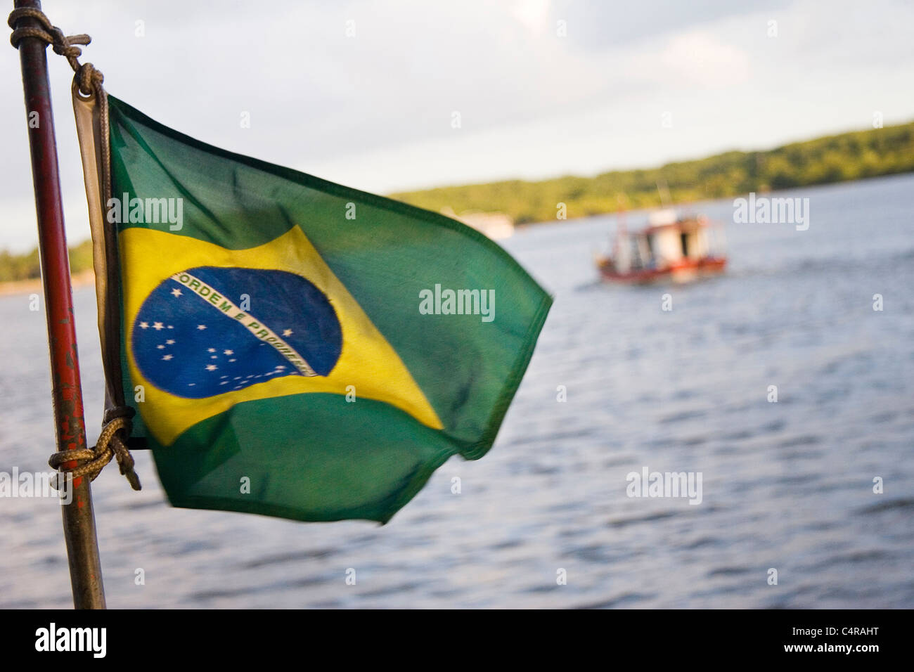 Brazilian flag, Puerto Seguro, Brazil Stock Photo