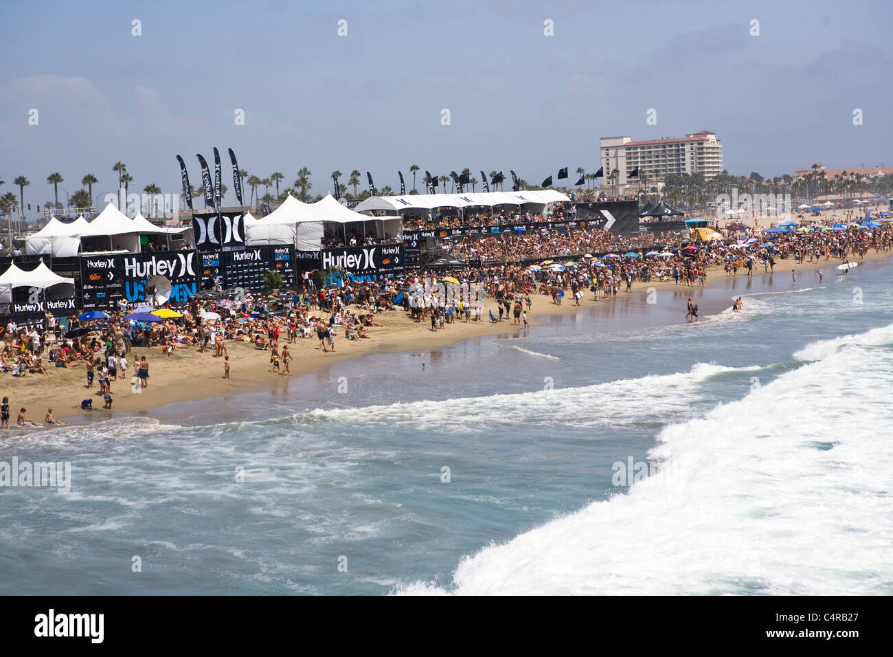 U.S. Open of surfing is held at the Huntington Beach Pier in California Stock Photo