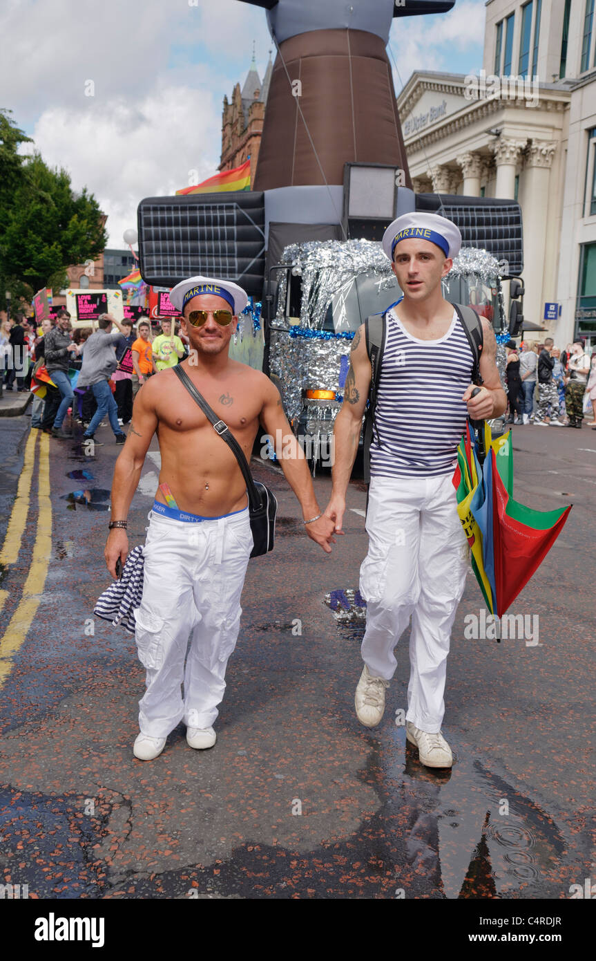 Two men at Gay Pride, Belfast 2010 Stock Photo
