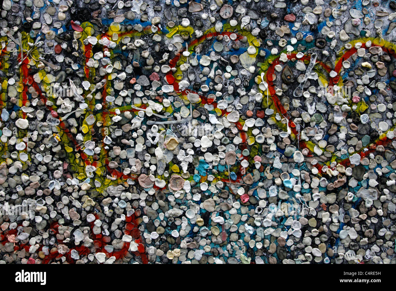 Chewing gum covers graffiti on a segment of the Berlin Wall placed as a  monument at Potsdamer Platz in Berlin, Germany Stock Photo - Alamy