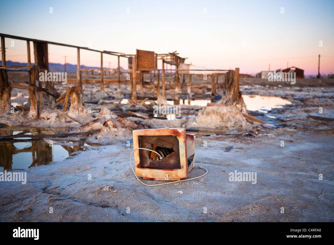 Bombay Beach, California is a beach town that is famous for being flooded, California, USA Stock Photo