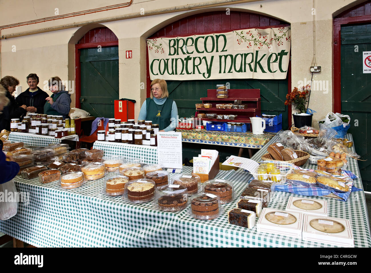 Brecon Country Market, Brecon Market Hall, Brecon, Brecon Beacons National Parl, Wales Stock Photo