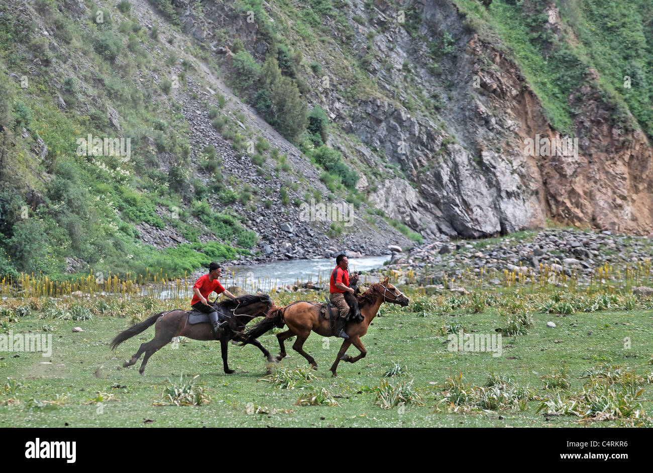 Kyrgyzstan the national sport of Ulak Tartysh, Goat Polo Stock Photo