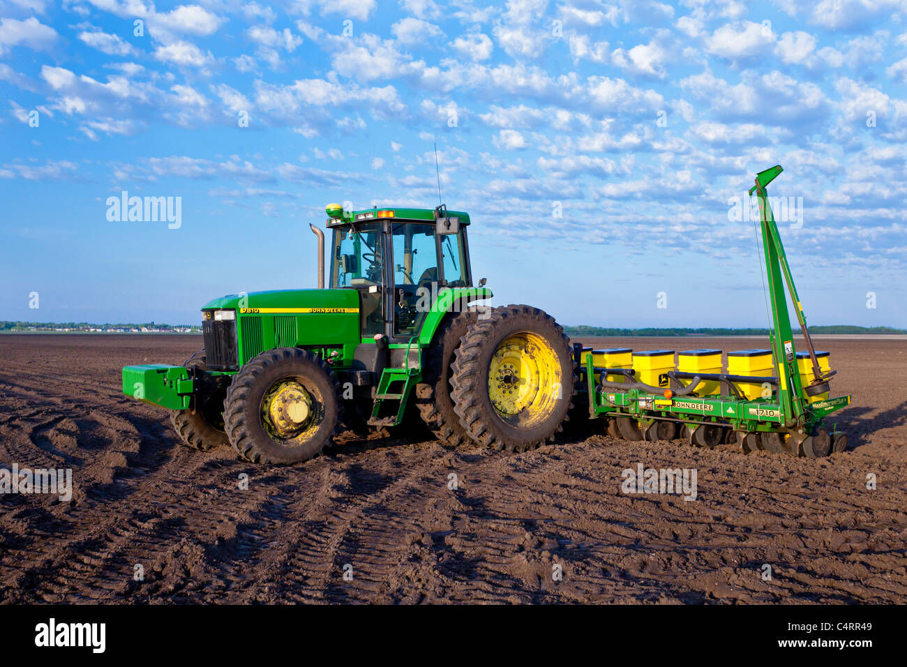 Spring planting on the Froese farm near Winkler, Manitoba, Canada. Stock Photo