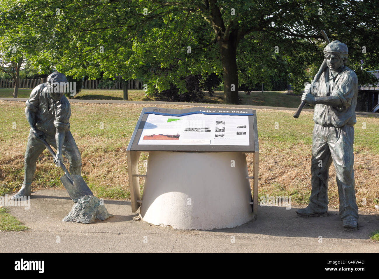 Bronze statues of 19th century navvies who built the Royal Military