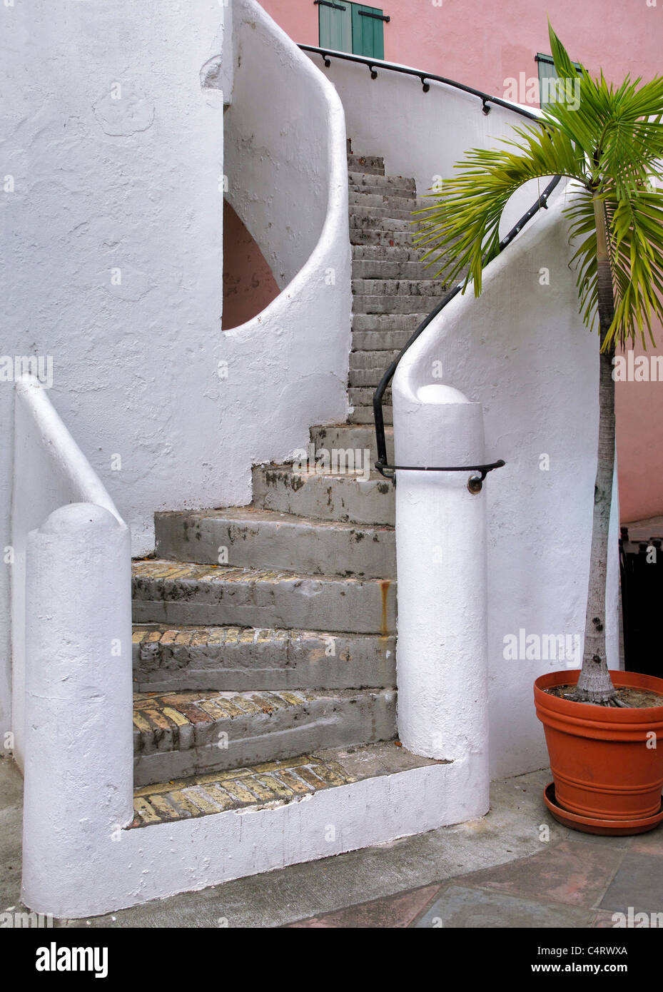Old stairs in St. Thomas. Virgin Islands Stock Photo