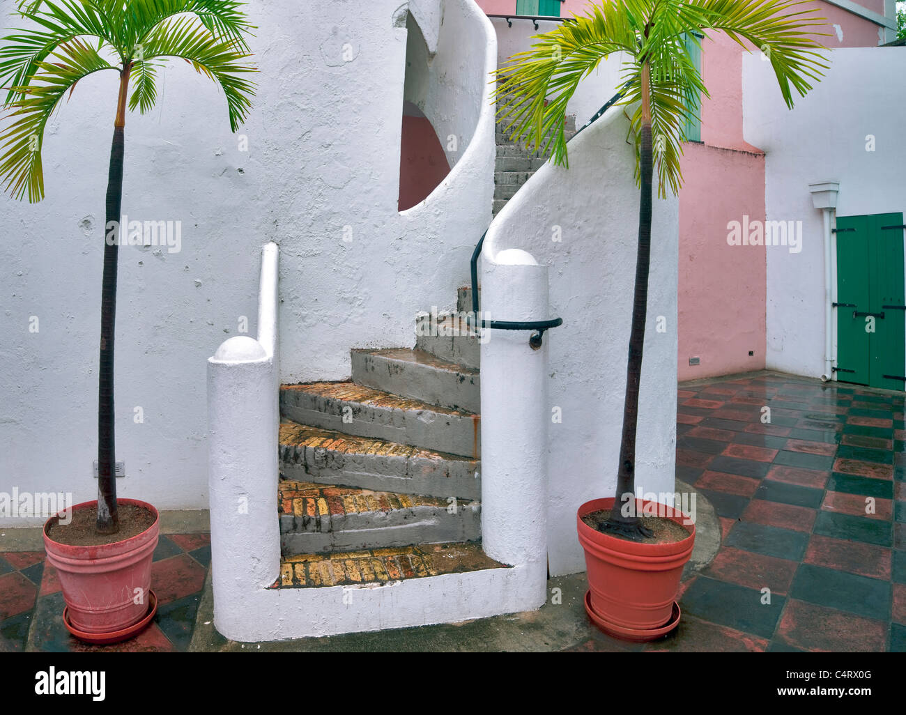 Old stairs in St. Thomas. Virgin Islands Stock Photo