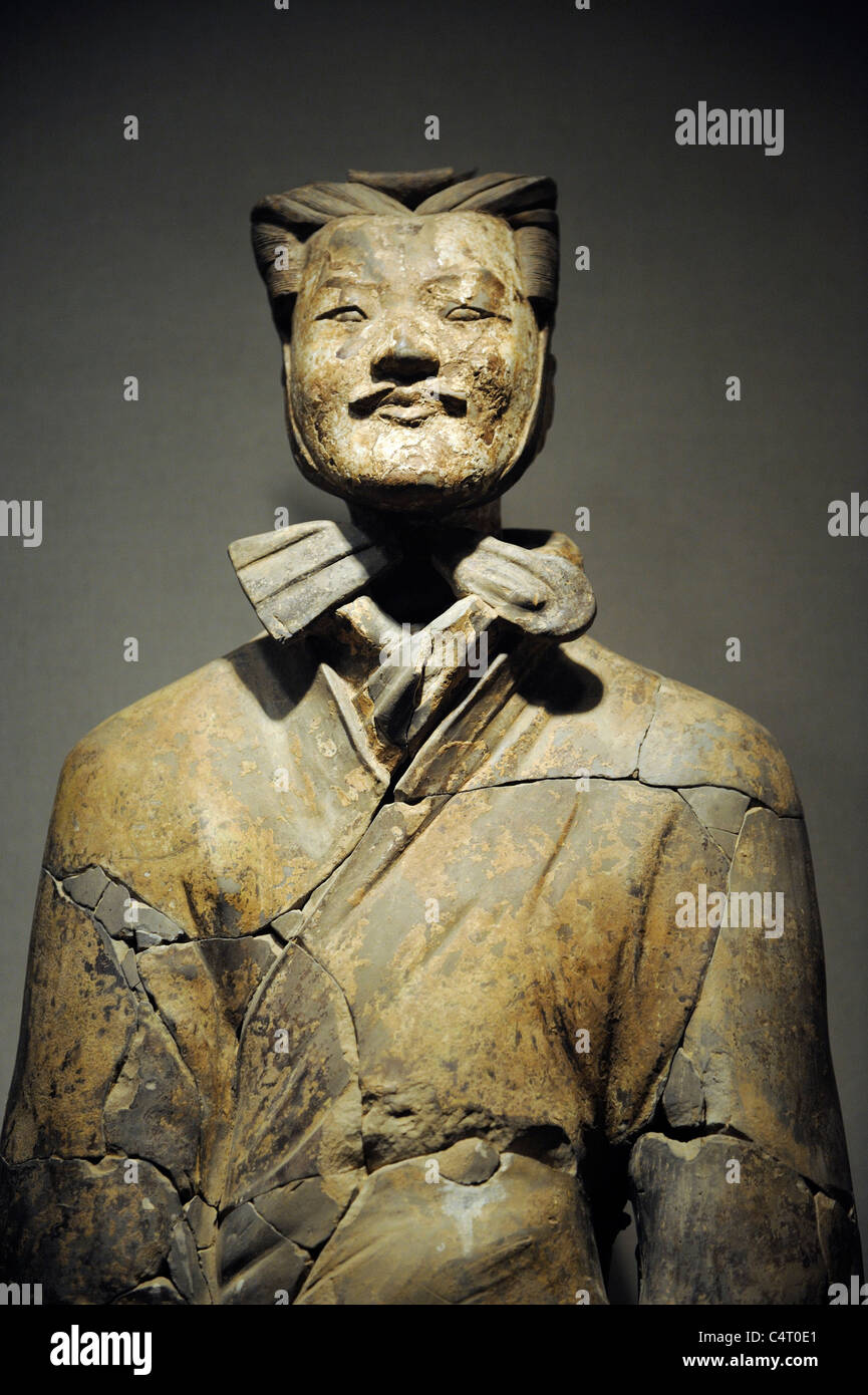 Terracotta Figure of a Civil Officer Qin Dynasty(221-207B.C.) Stock Photo