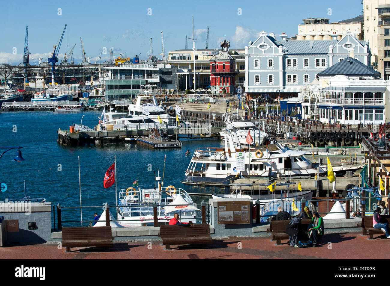 Pier and boats at V&A Waterfront in Cape Town South Africa Stock Photo