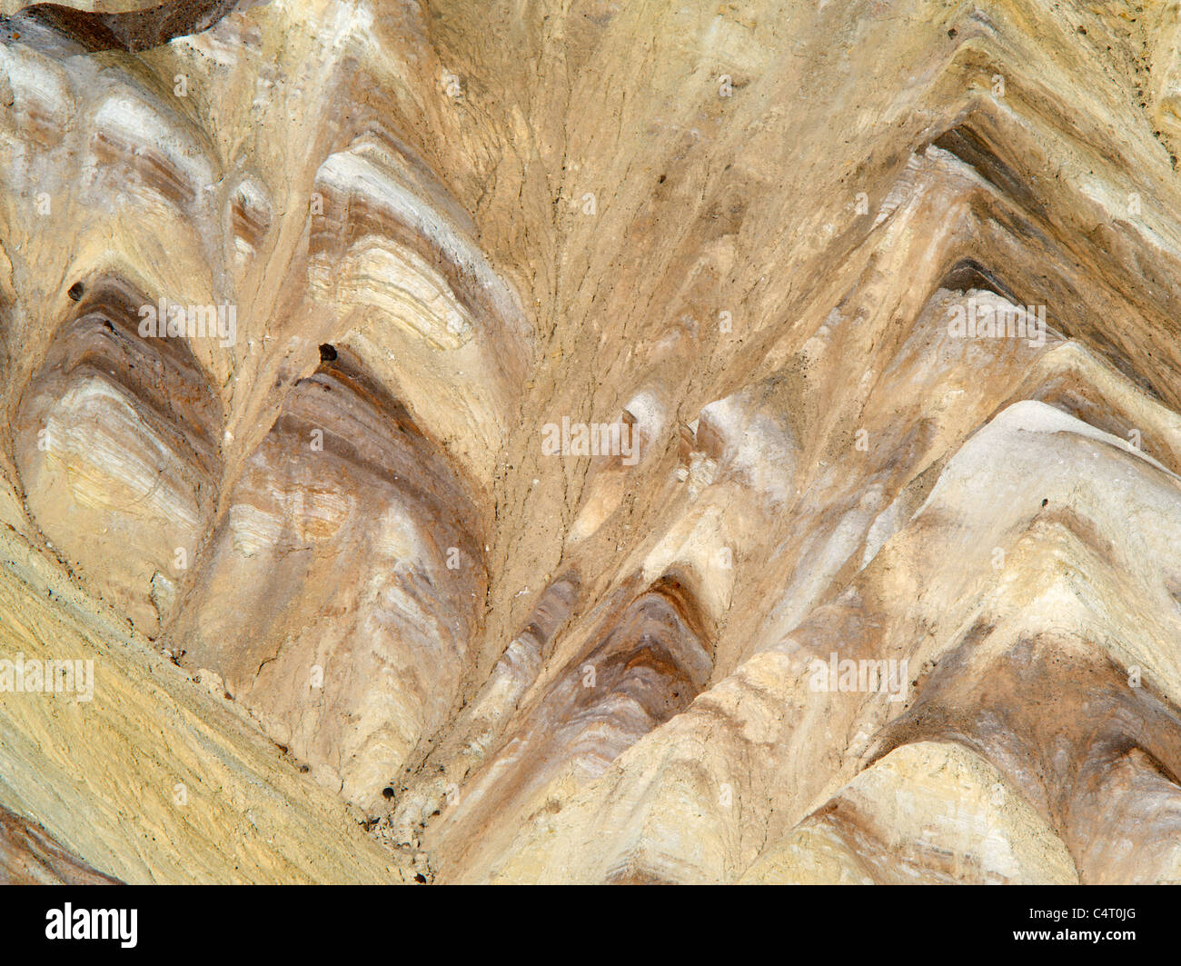 Striated rock formations from Golden Canyon Trail. Death Valley National Park, California Stock Photo