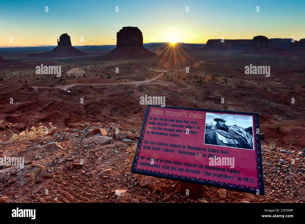 John Wayne Point Monument Valley Arizona at Sunrise Stock Photo