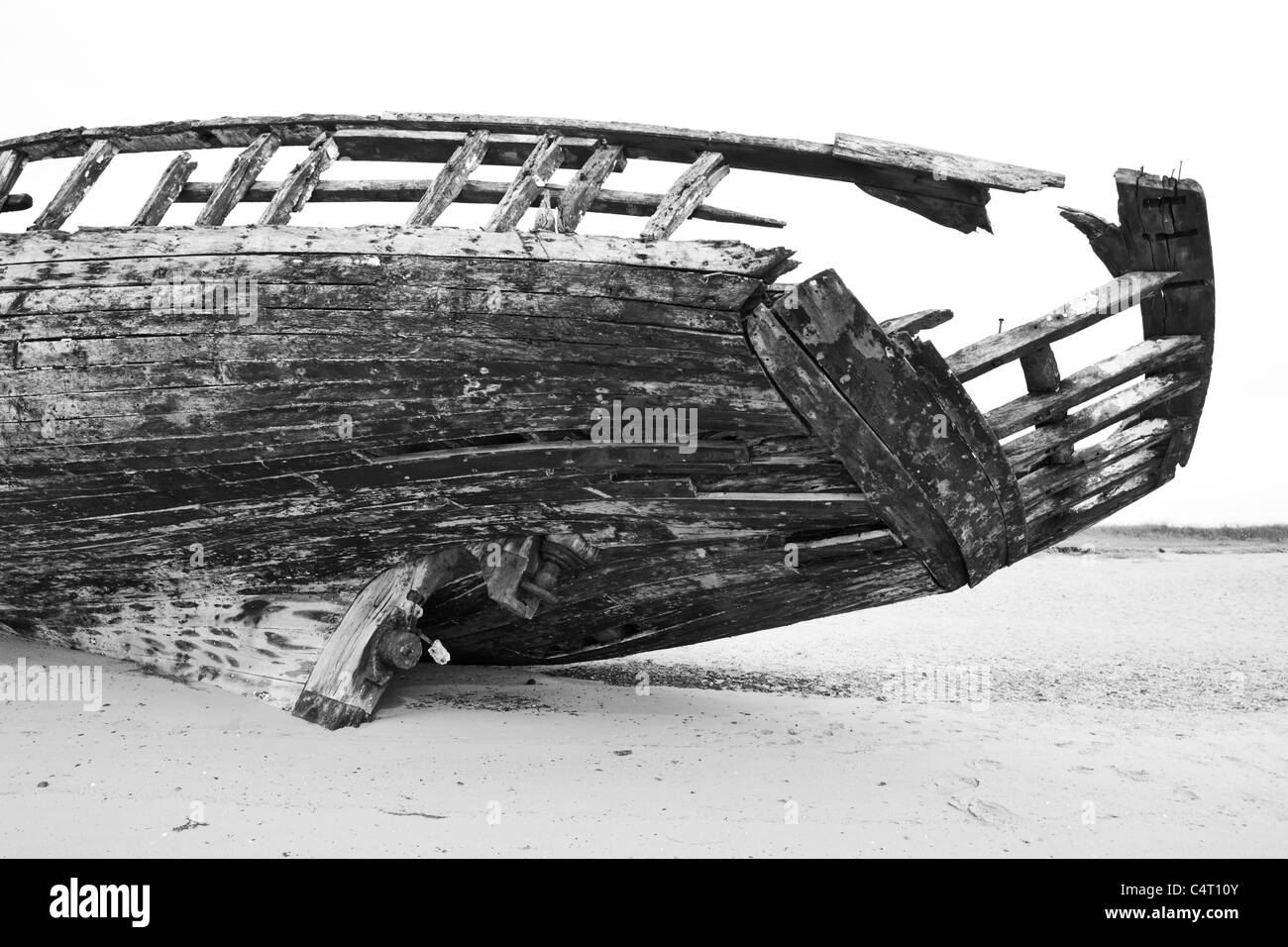 A Wrecked Wooden Boat Stock Photo