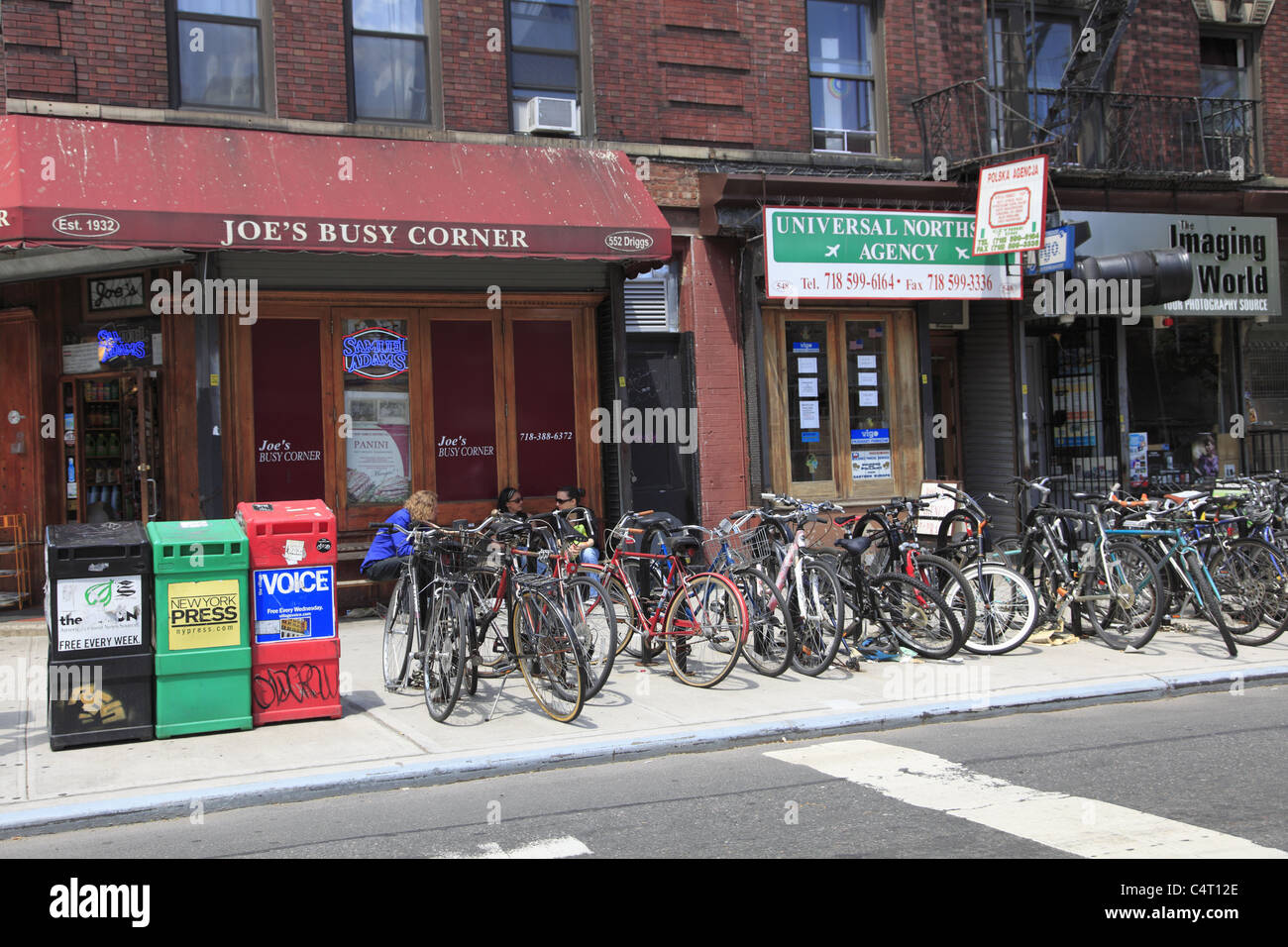 Bicycle racks, Williamsburg, Brooklyn, New York City, USA Stock Photo