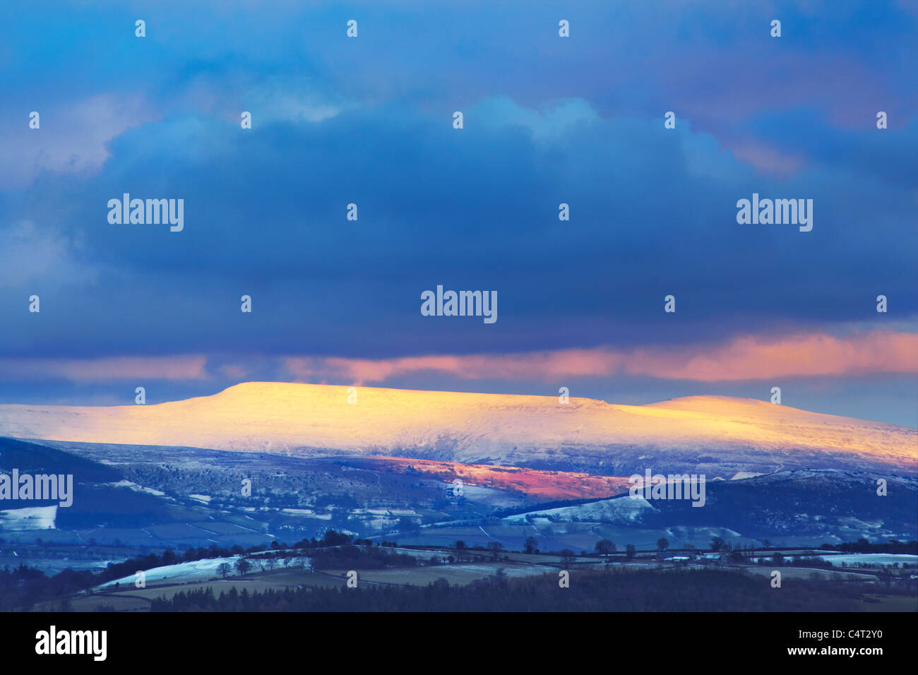 Pen Allt-mawr and Pen Carrig-calch from Mynydd Illtyd, Brecon Beacons National Park, Wales Stock Photo