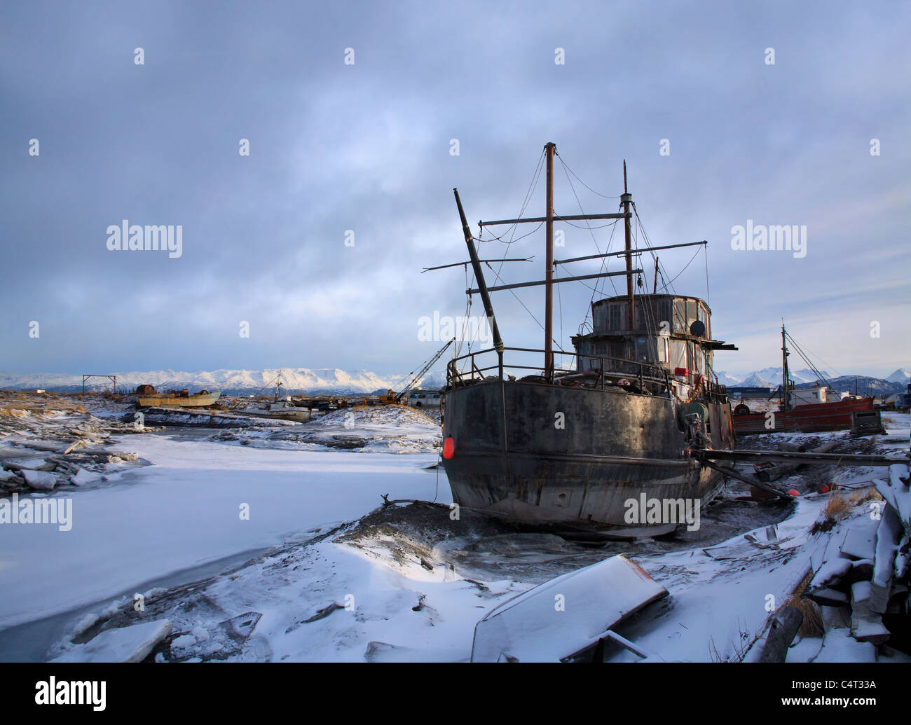An Old Boat In An Old Boat Junk Yard At Homer Alaska, Kenai Peninsula