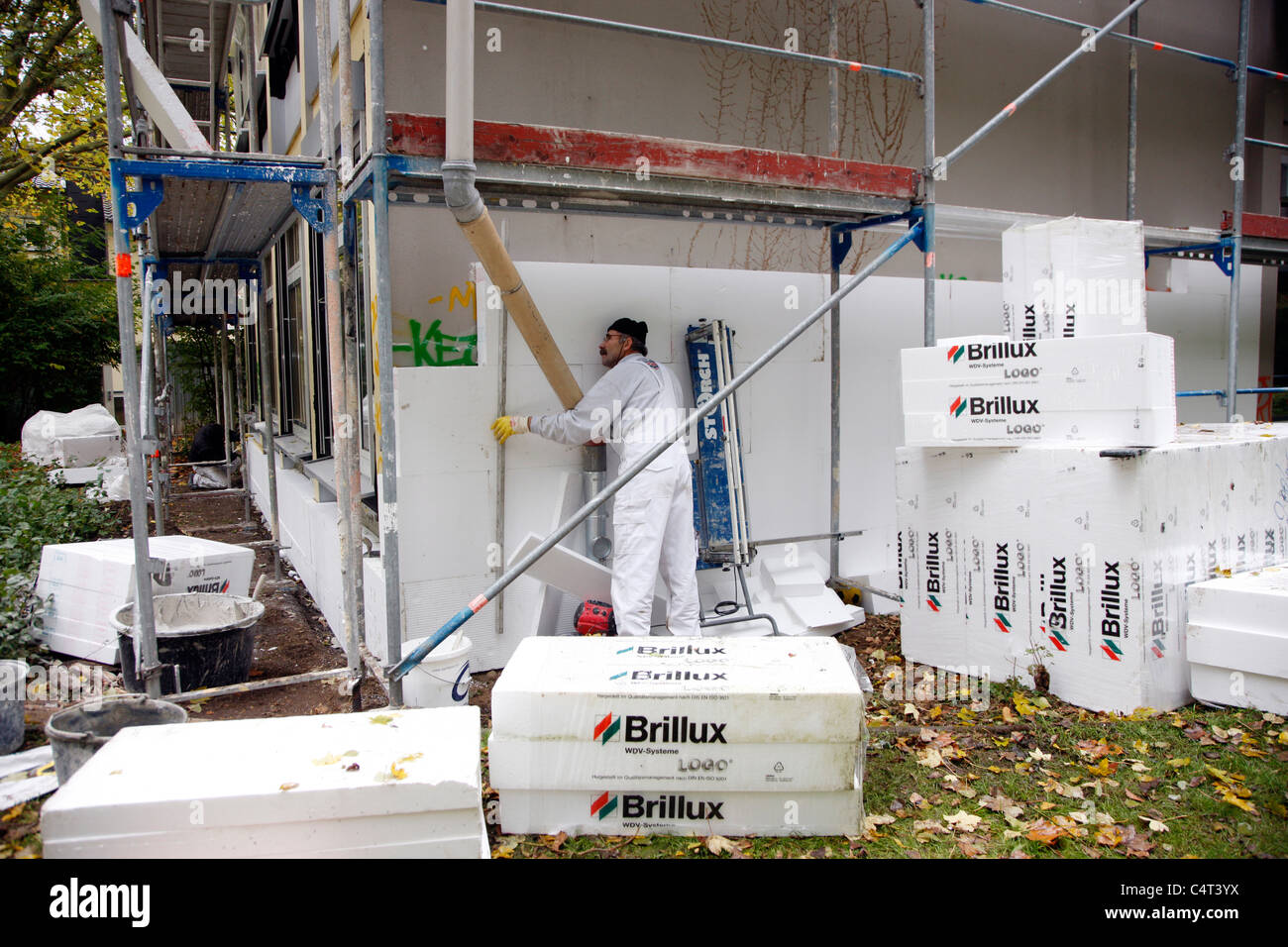 Heat insulation of a building. For saving energy, Styrofoam panels are