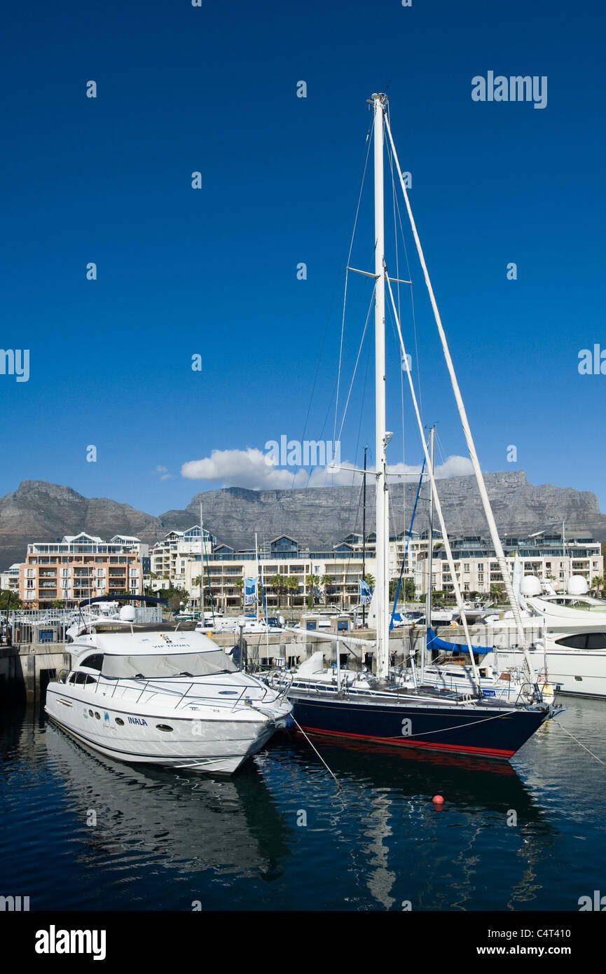 Yachts and apartments at V&A Waterfront in Cape Town South Africa Stock Photo