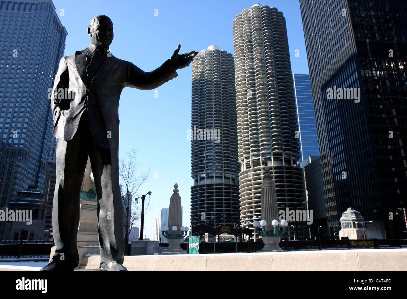 Urban view to the buildings in center of Chicago, Illinois with a
