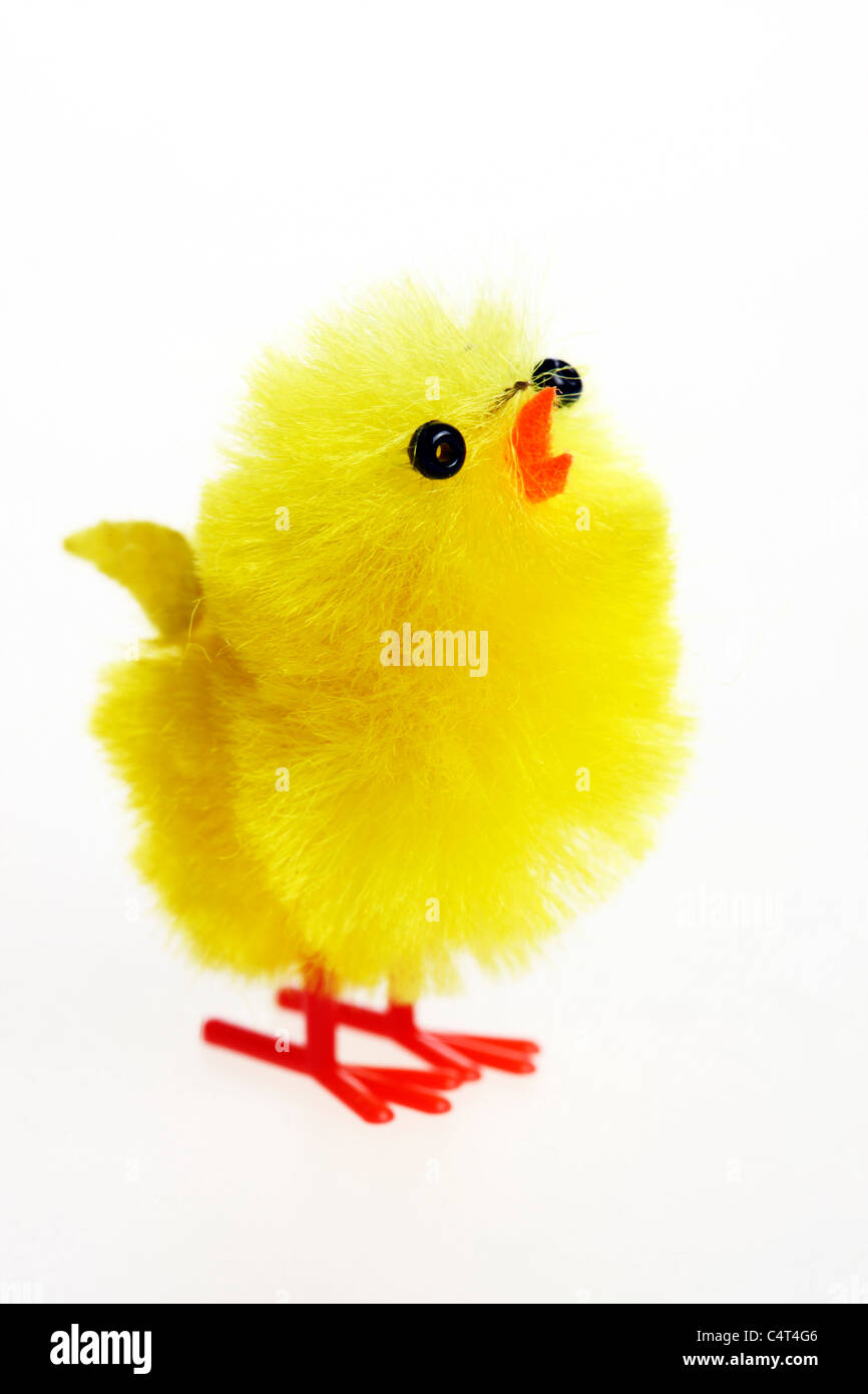 Easter decoration. Little plastic fledglings young chicken