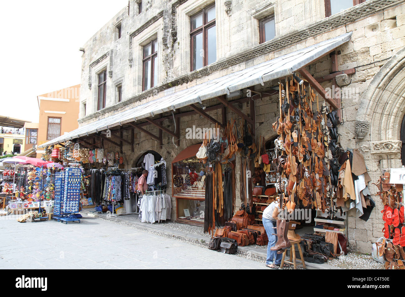 Tourist shops in the old town of Rhodes, Greece Stock Photo Alamy