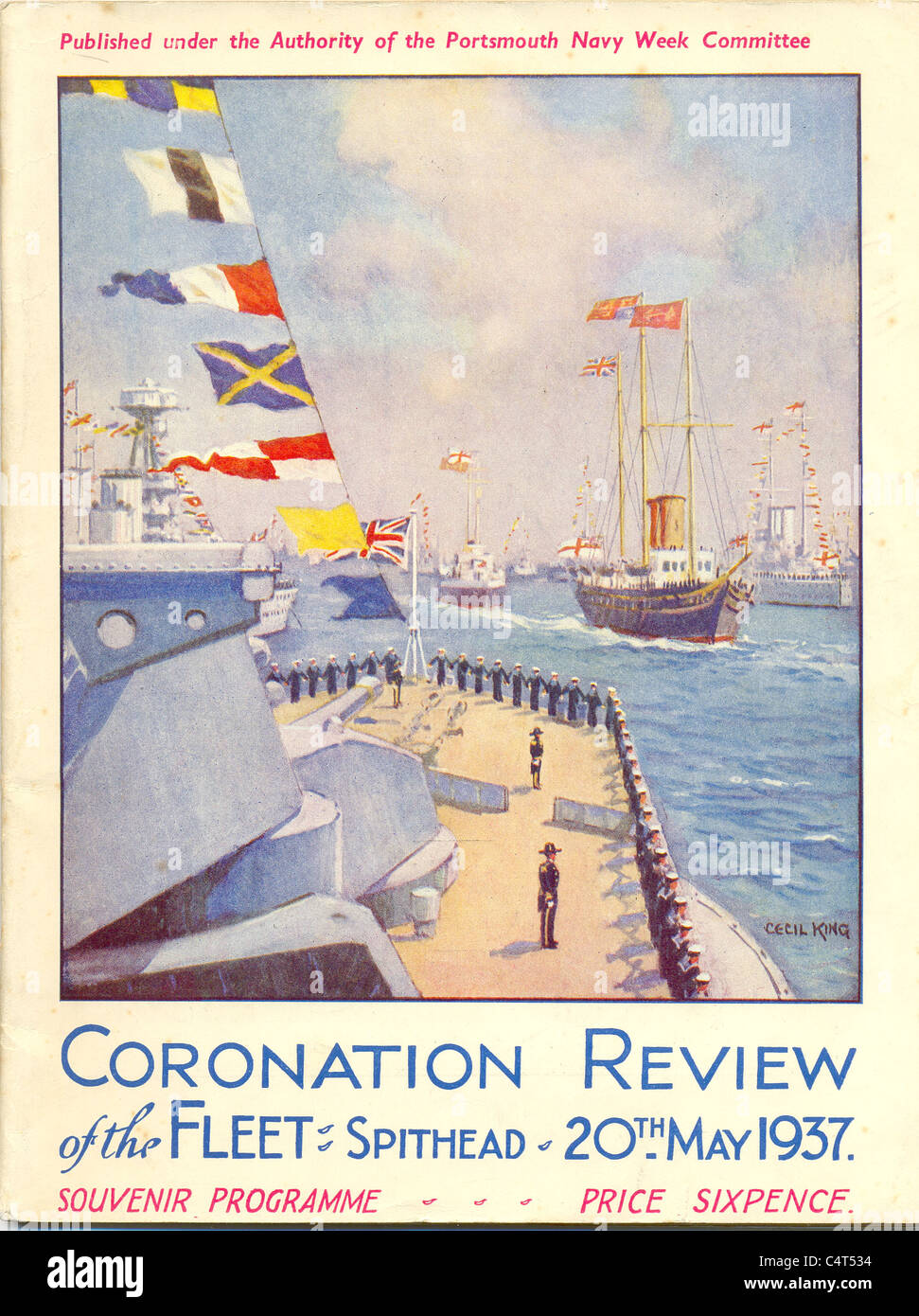 Programme for the Coronation Review of the Fleet, Spithead Stock Photo
