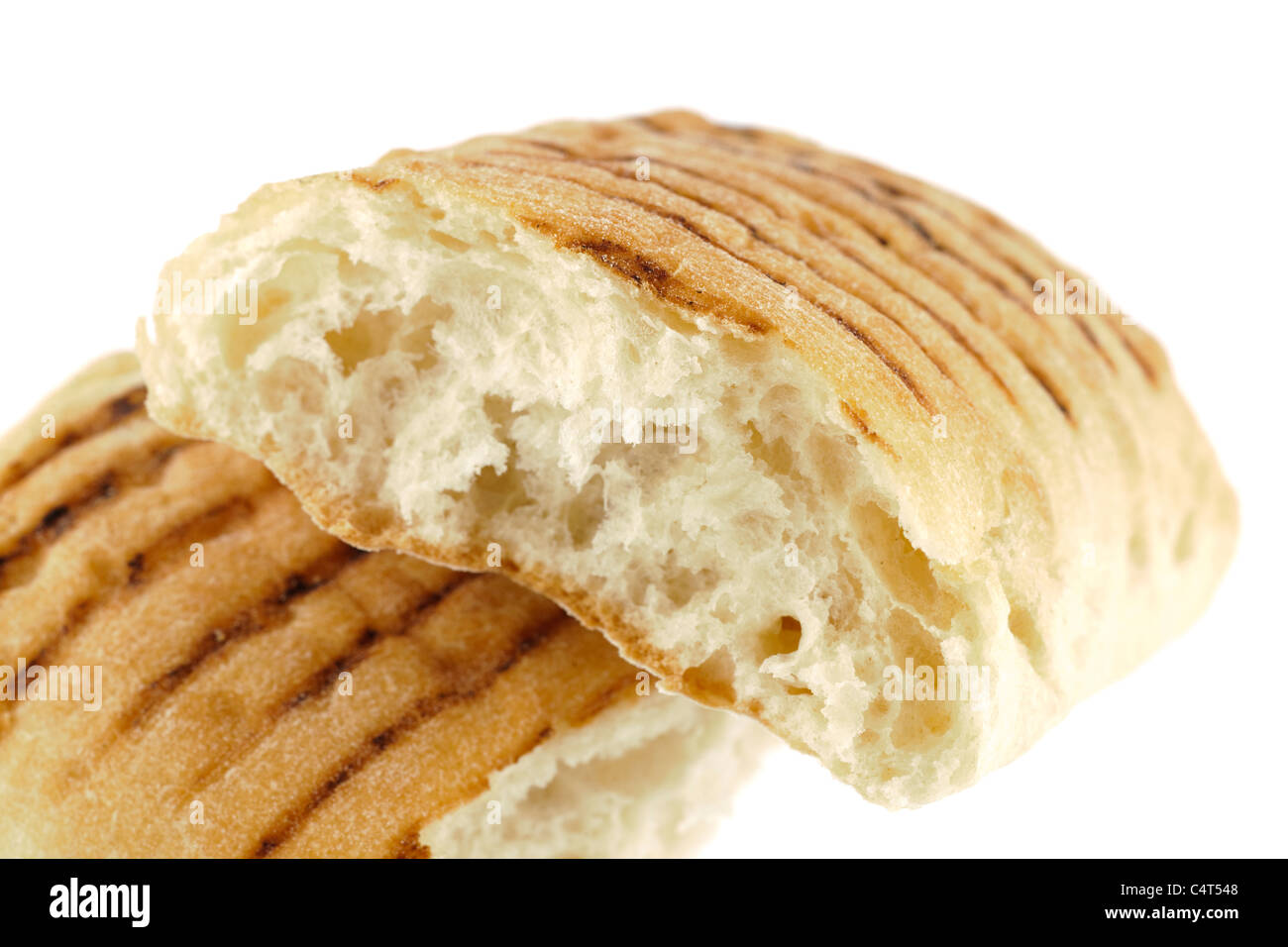 Split Panini bread roll Stock Photo