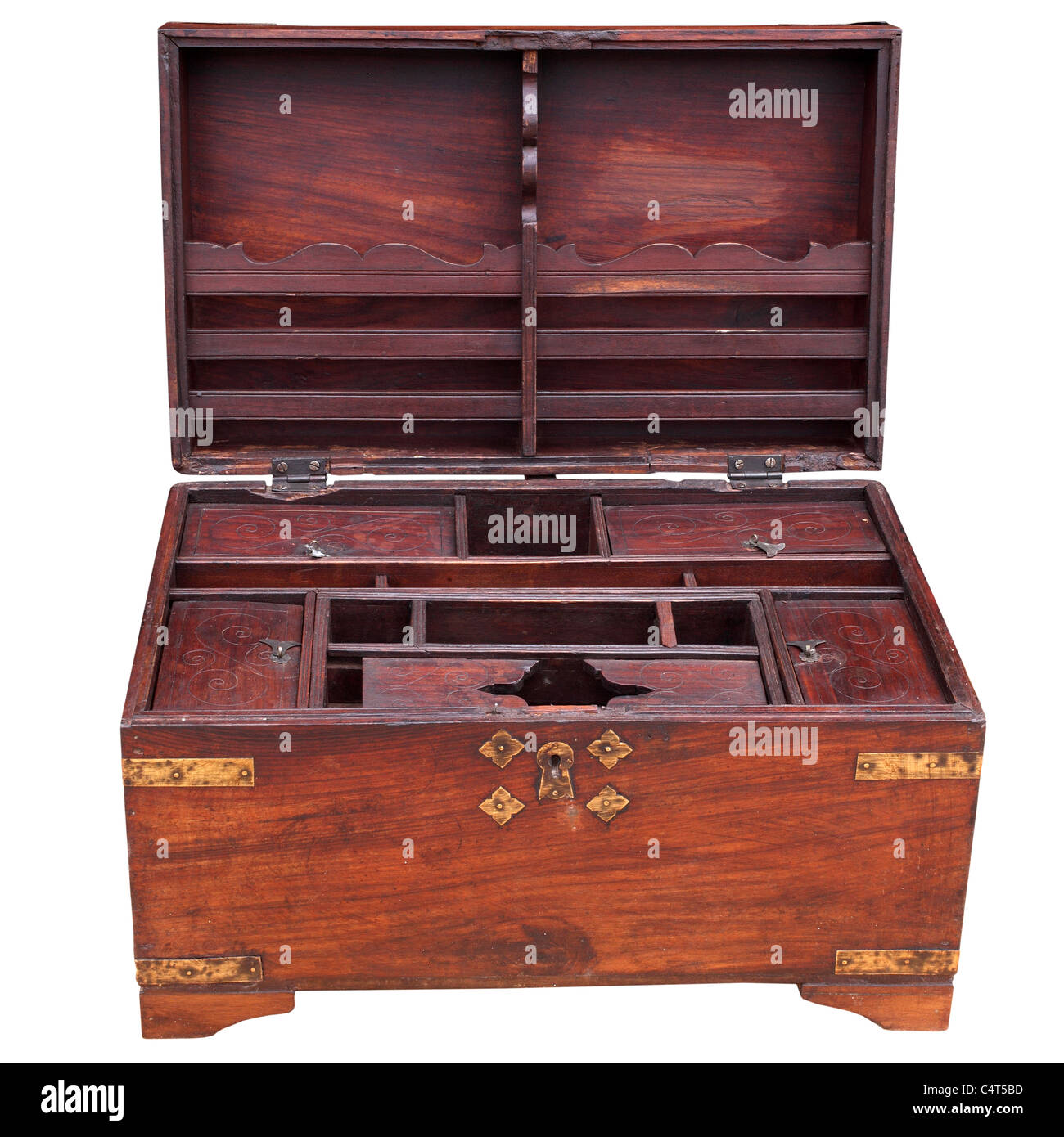 retro wooden chest box Stock Photo
