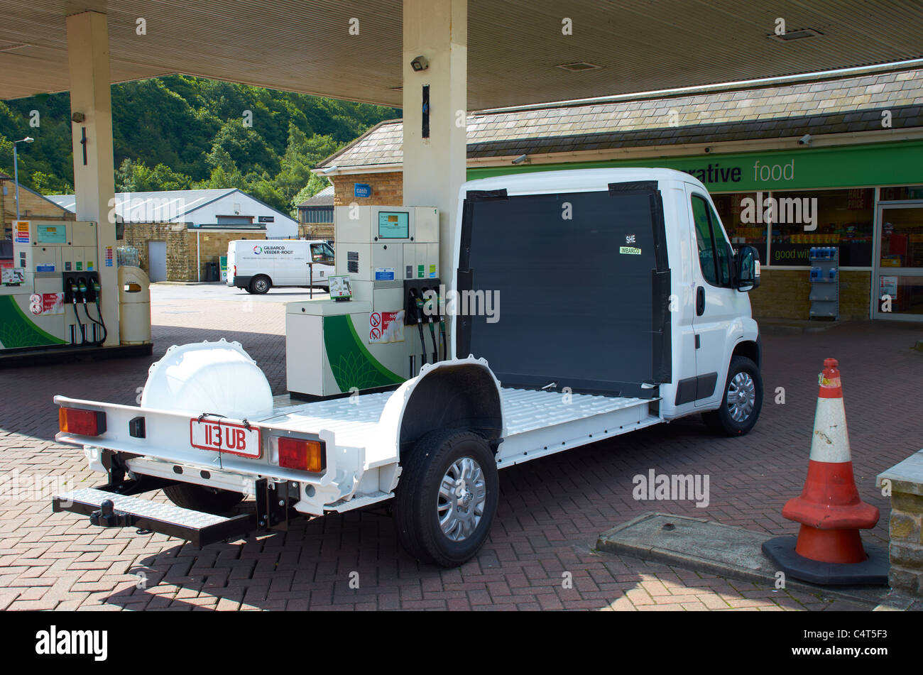 Van at the petrol station Stock Photo Alamy