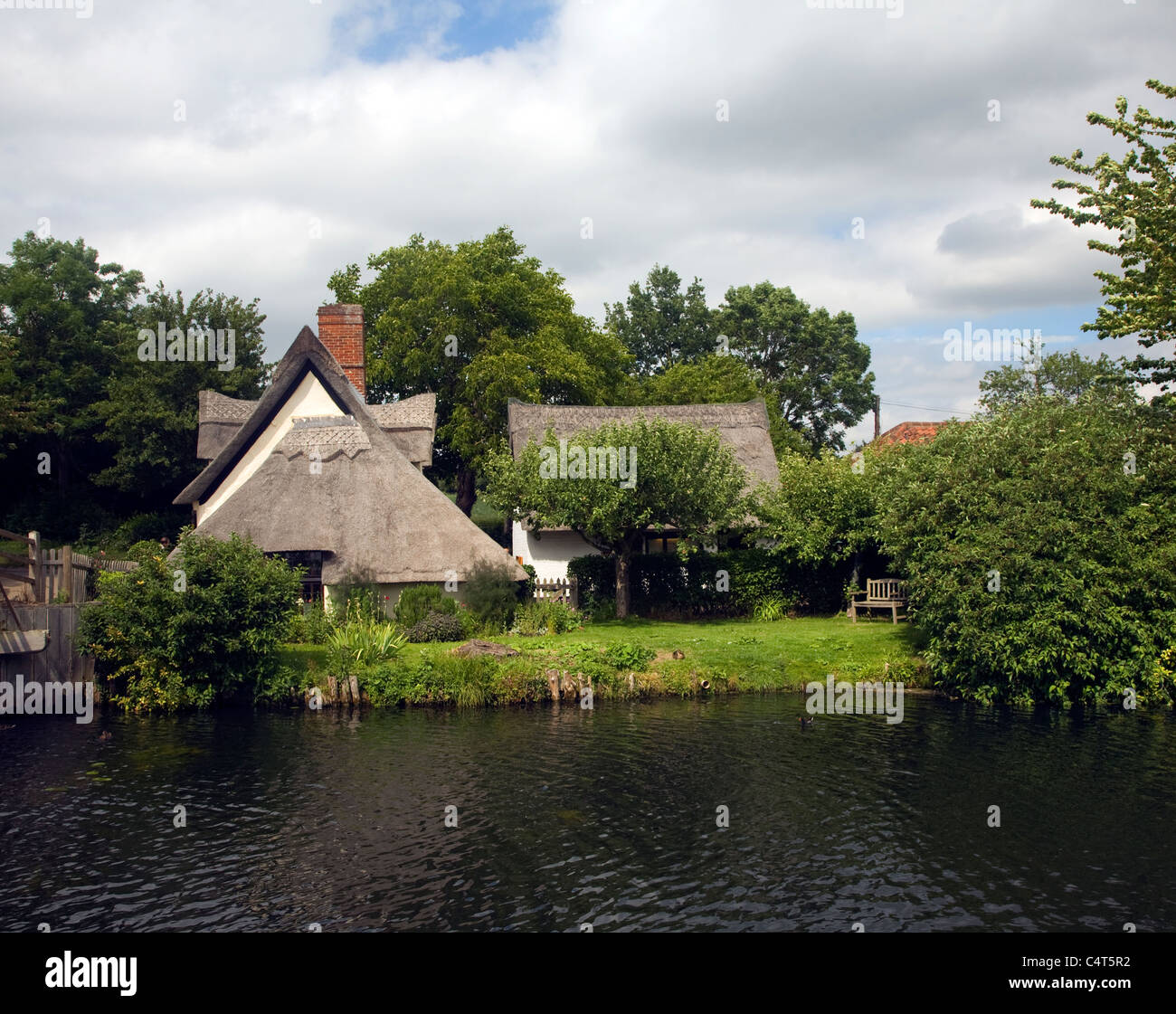 Thatched Bridge Cottage at Flatford, East Bergholt, Suffolk, England