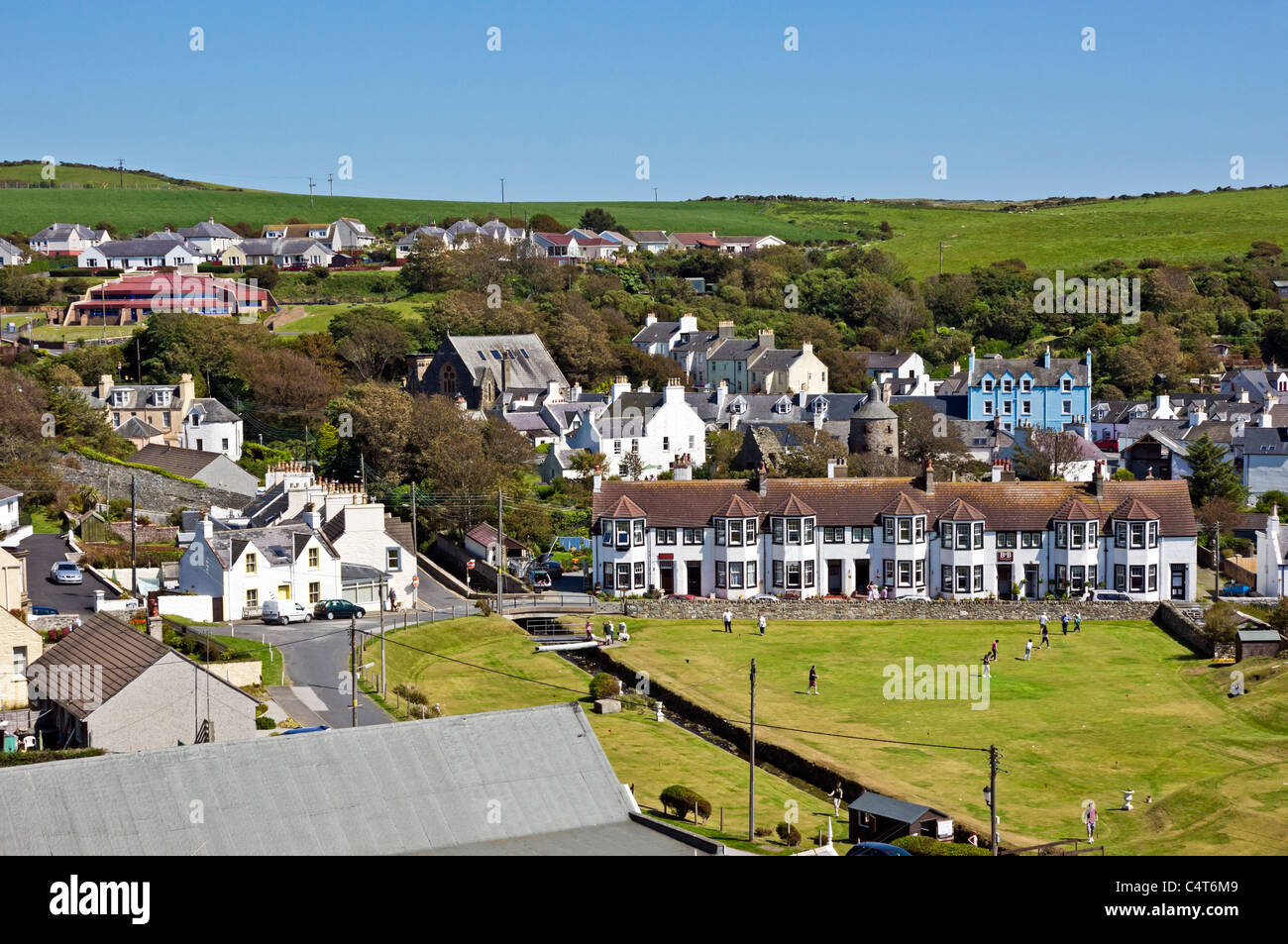 Putting green in Harbour area of small town Portpatrick in Dumfries and