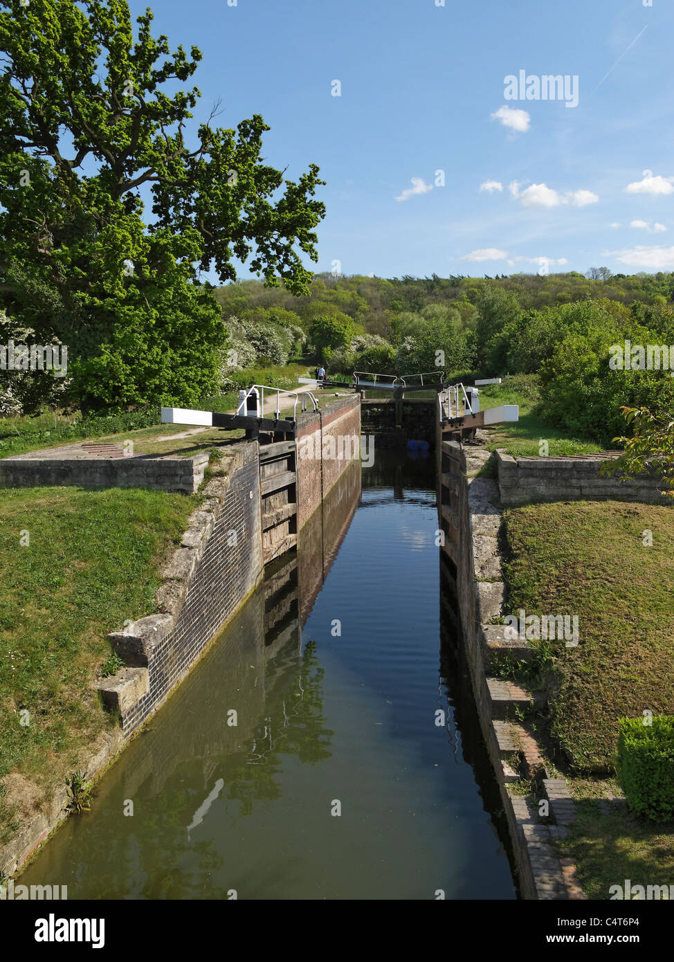 Woolsthorpe Middle Lock (No 17), The Grantham Canal, Woolsthorpe-by-Belvoir, Lincolnshire, England. Stock Photo