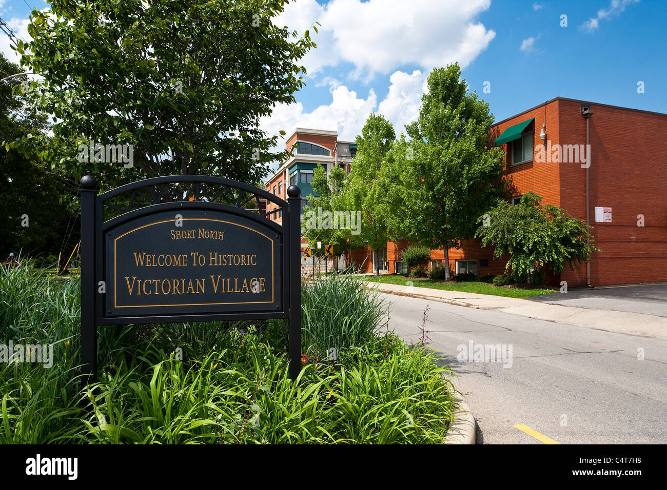 Victorian Village sign located in the Short North area of Columbus Ohio Stock Photo