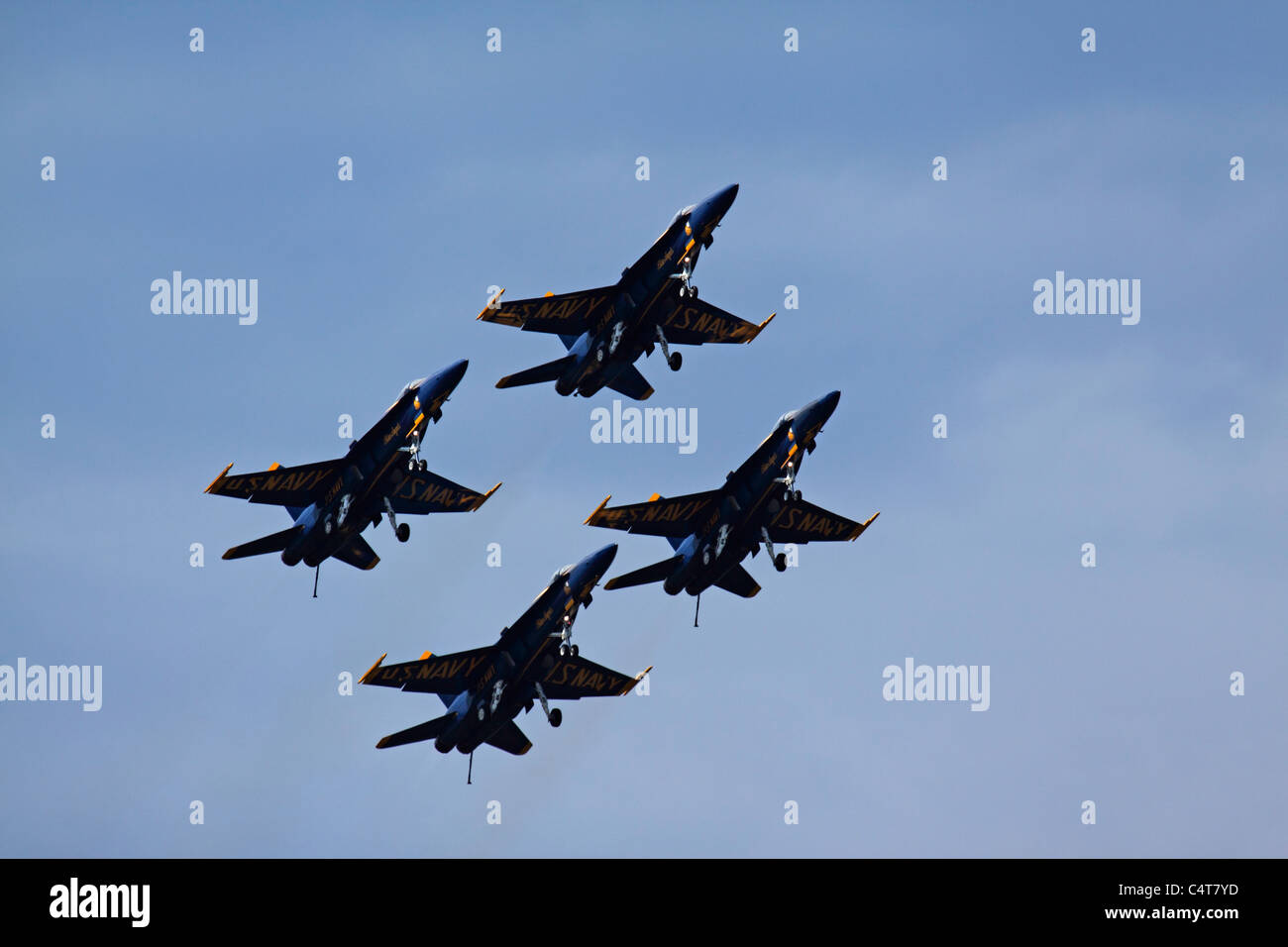 United States Navy Blue Angels in flight. Stock Photo