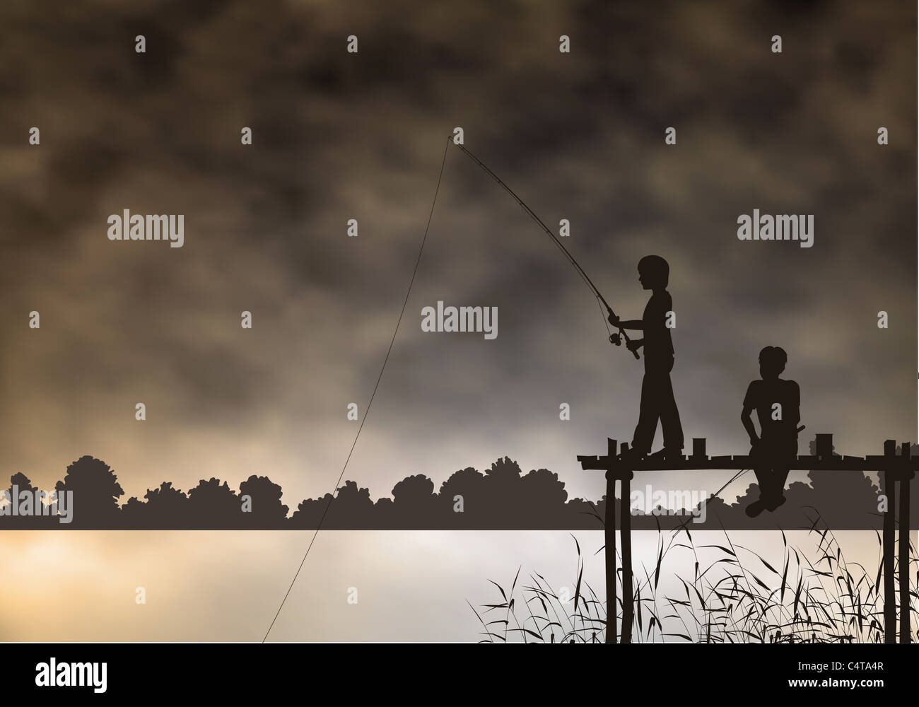 Silhouette people fishing from jetty hi-res stock photography and images -  Alamy