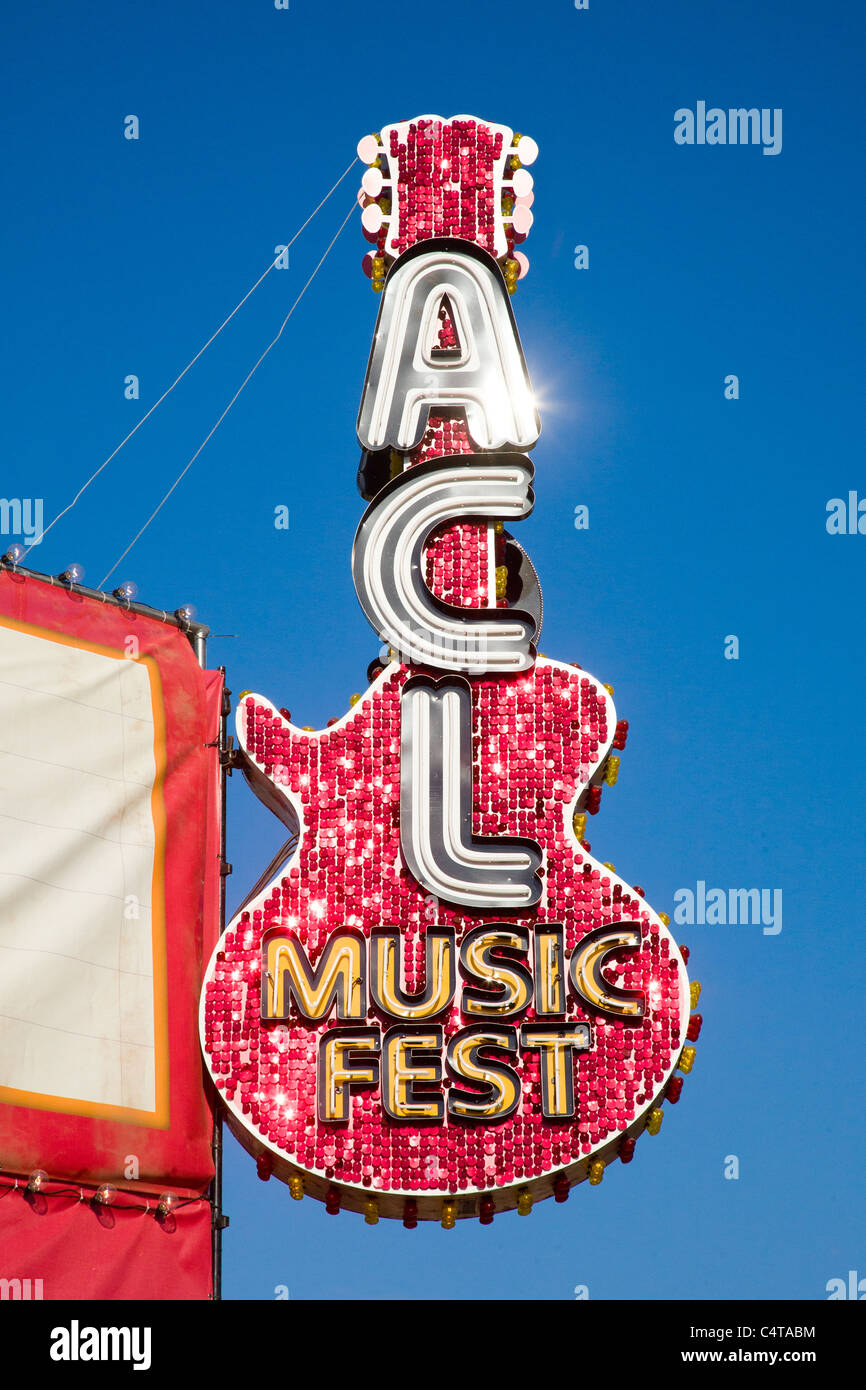 Austin City Limits giant red metal guitar Stock Photo