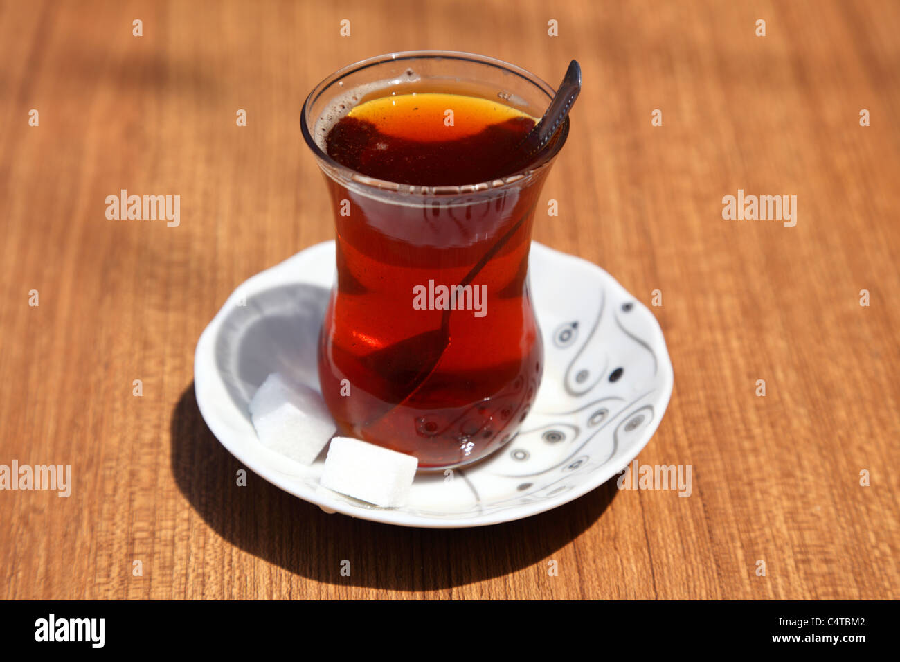 Black turkish tea as served in Istanbul Stock Photo