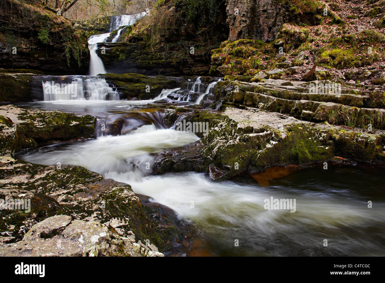 Sgwd Isaf Clun-gwyn, Brecon Beacons National Park, Wales Stock Photo