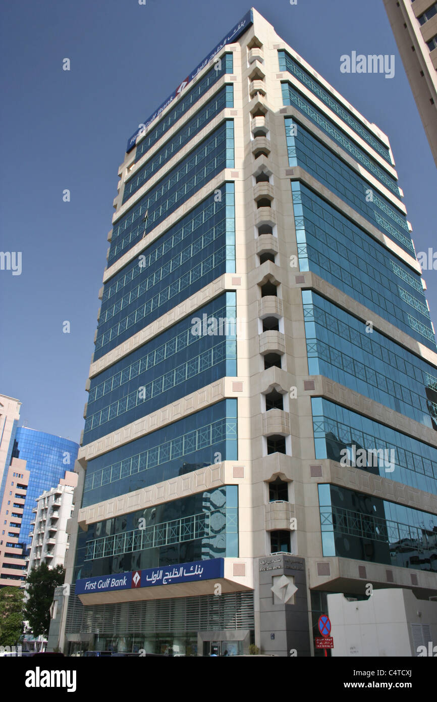 First Gulf Bank Building Exterior Sign Abu Dhabi Stock Photo