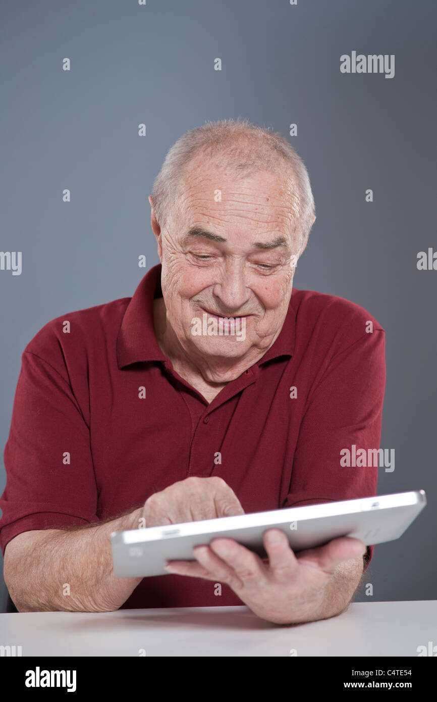 Man Using Tablet Personal Computer Stock Photo Alamy