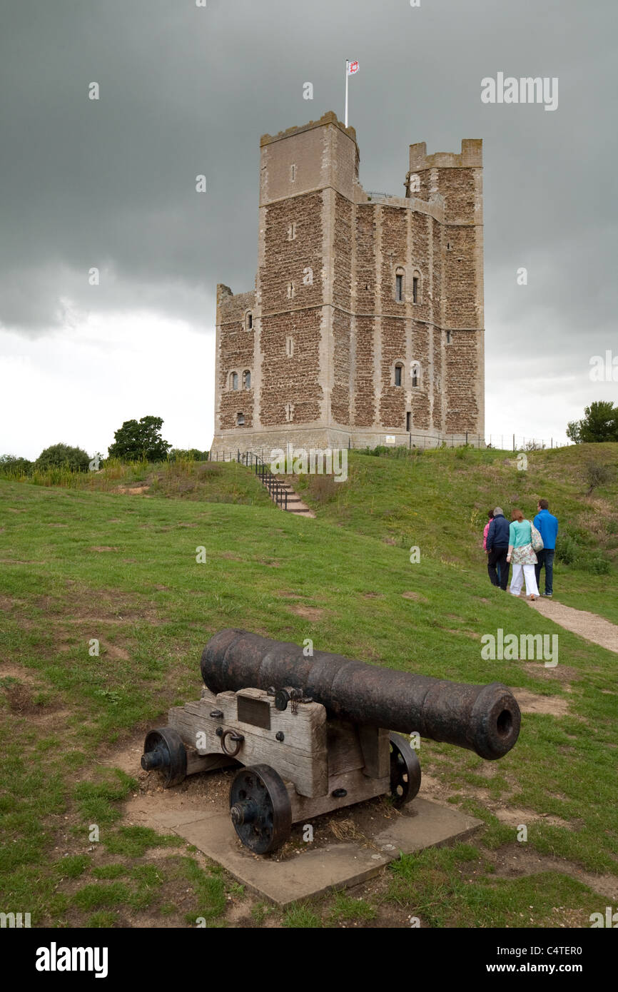 People visiting Orford castle, owned by English Heritage, Orford, Suffolk UK Stock Photo