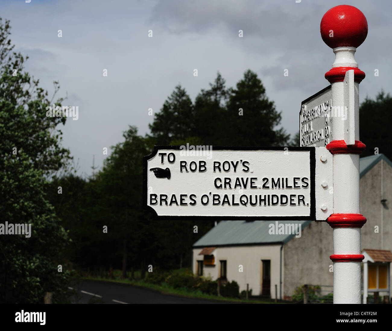 Signpost to Rob Roy,s Grave Stock Photo