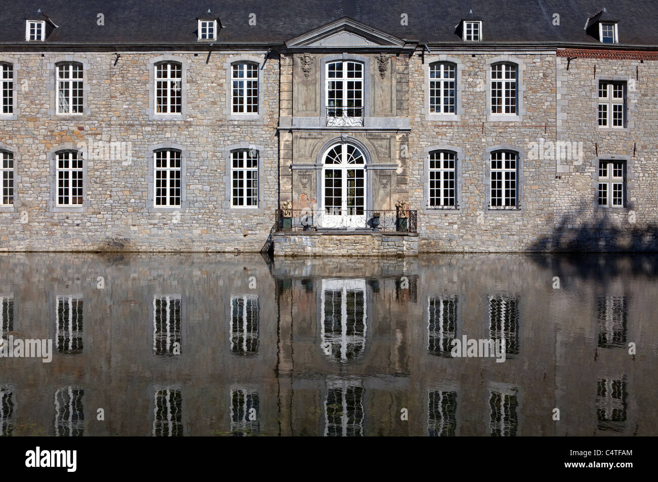 Château and Jardins d'Annevoie castle and water gardens of Annevoie, Wallonia, Belgium, Europe Stock Photo