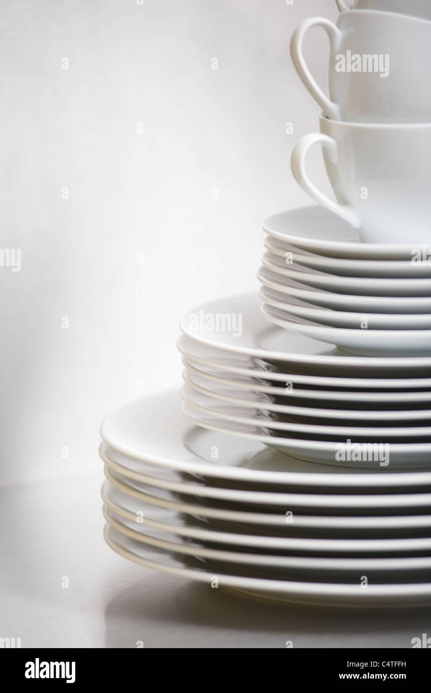 Stack of Plates and Cups Stock Photo
